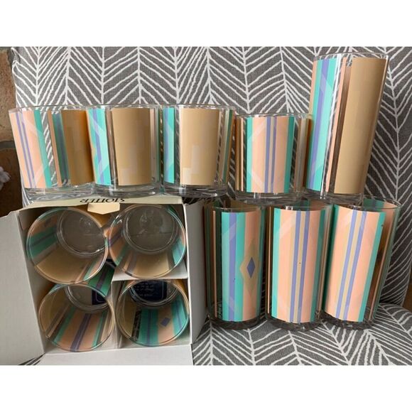 Stotter VINTAGE MCM 1970s plastic Pitcher Ice Bucket Glasses Cups LOT 14 pc. SET - Picture 4 of 8